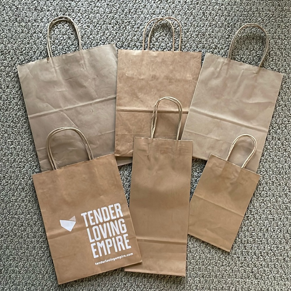 Bundle of 6 Natural Brown Gift Bags
